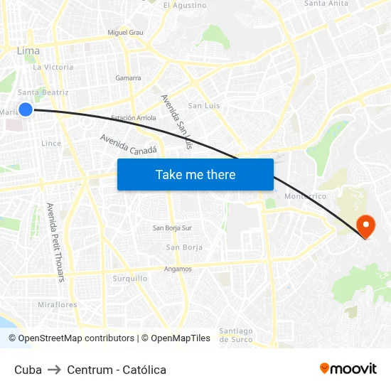 Cuba to Centrum - Católica map
