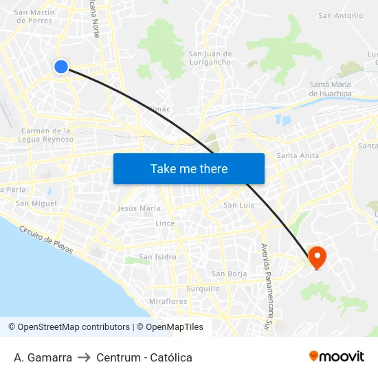 A. Gamarra to Centrum - Católica map