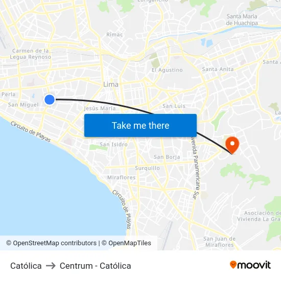 Católica to Centrum - Católica map