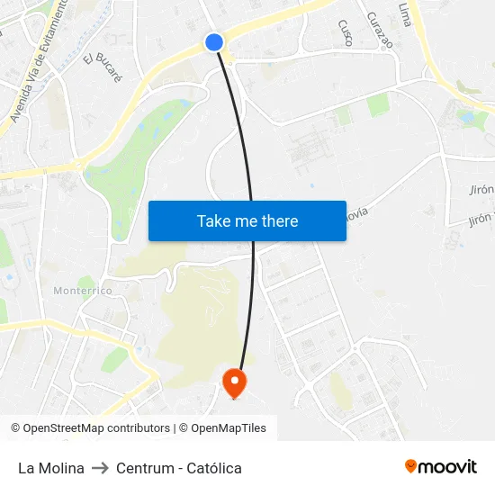 La Molina to Centrum - Católica map