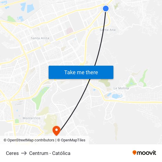 Ceres to Centrum - Católica map
