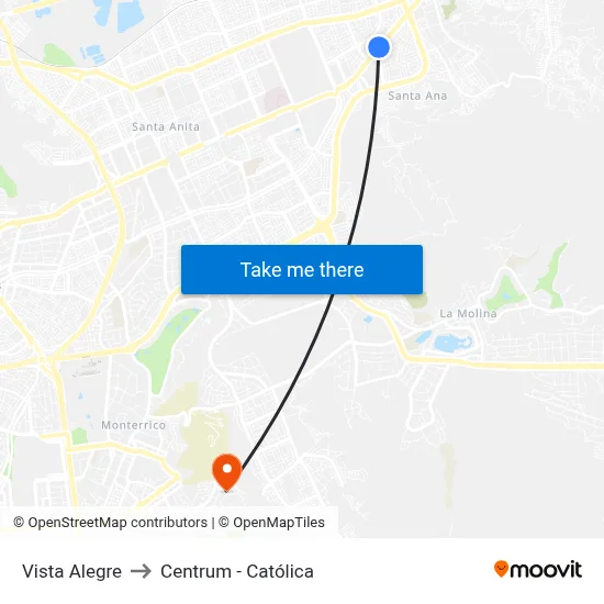 Vista Alegre to Centrum - Católica map