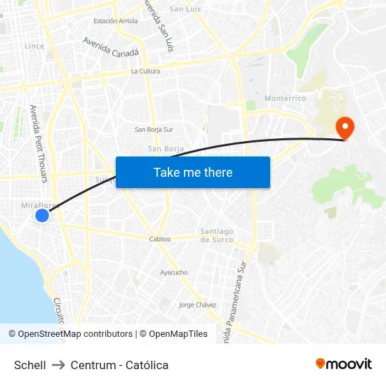 Schell to Centrum - Católica map