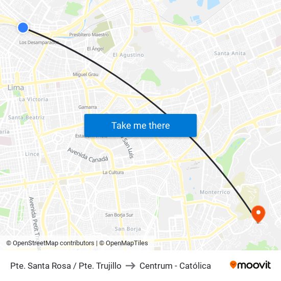 Pte. Santa Rosa / Pte. Trujillo to Centrum - Católica map