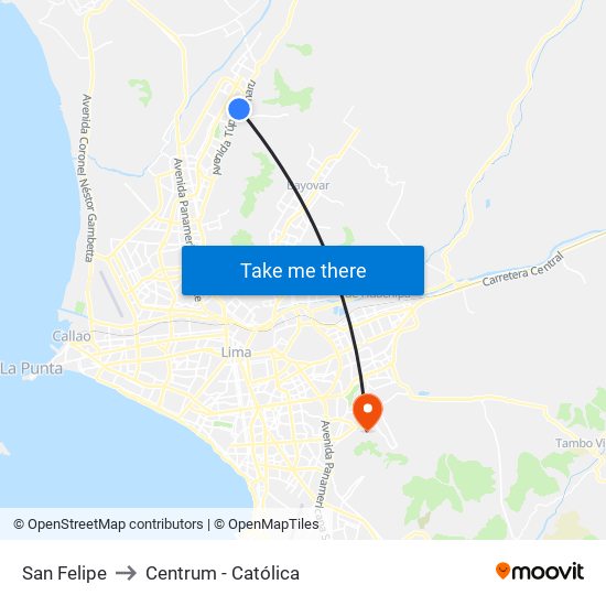 San Felipe to Centrum - Católica map