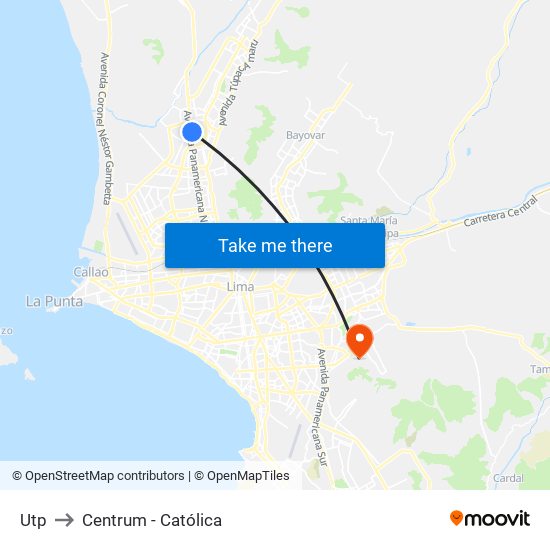 Utp to Centrum - Católica map