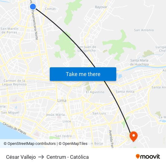 César Vallejo to Centrum - Católica map