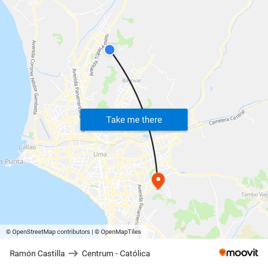 Ramón Castilla to Centrum - Católica map