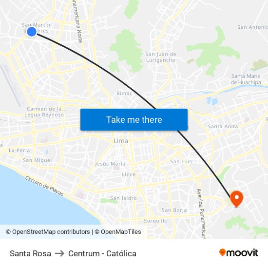 Santa Rosa to Centrum - Católica map