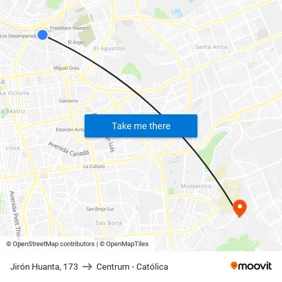 Jirón Huanta, 173 to Centrum - Católica map