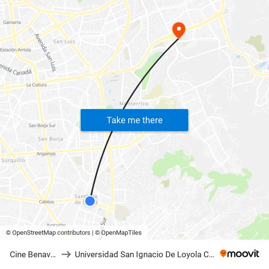 Cine Benavides to Universidad San Ignacio De Loyola Campus 1 map