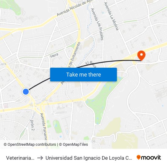 Veterinaria Sm to Universidad San Ignacio De Loyola Campus 1 map