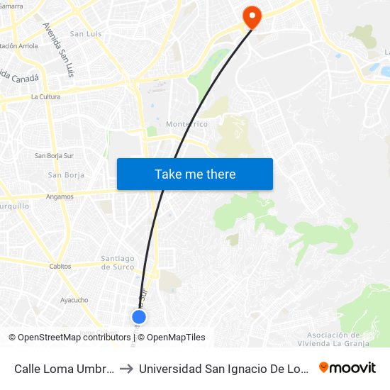 Calle Loma Umbrosa, 996 to Universidad San Ignacio De Loyola Campus 1 map