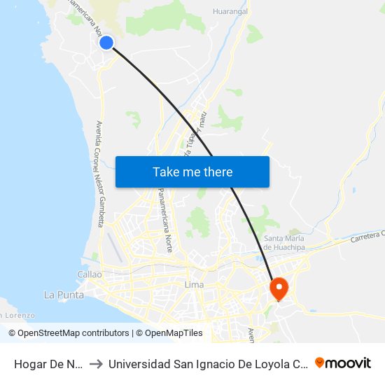 Hogar De Niñas to Universidad San Ignacio De Loyola Campus 1 map