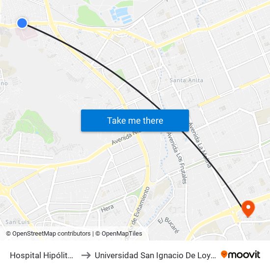 Hospital Hipólito Unanue to Universidad San Ignacio De Loyola Campus 1 map