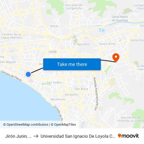 Jirón Junin, 389 to Universidad San Ignacio De Loyola Campus 1 map