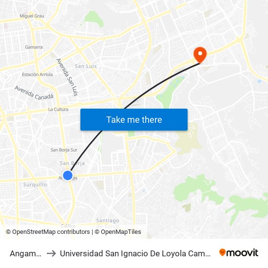 Angamos to Universidad San Ignacio De Loyola Campus 1 map