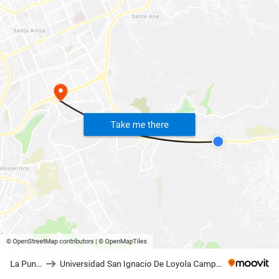 La Punta to Universidad San Ignacio De Loyola Campus 1 map