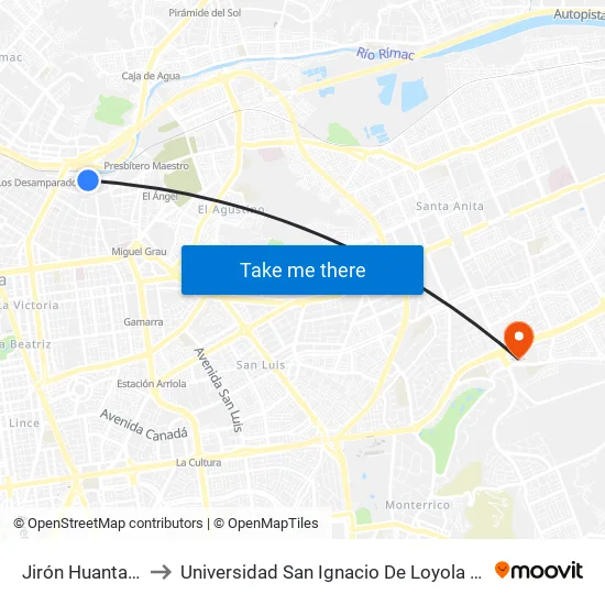 Jirón Huanta, 173 to Universidad San Ignacio De Loyola Campus 1 map