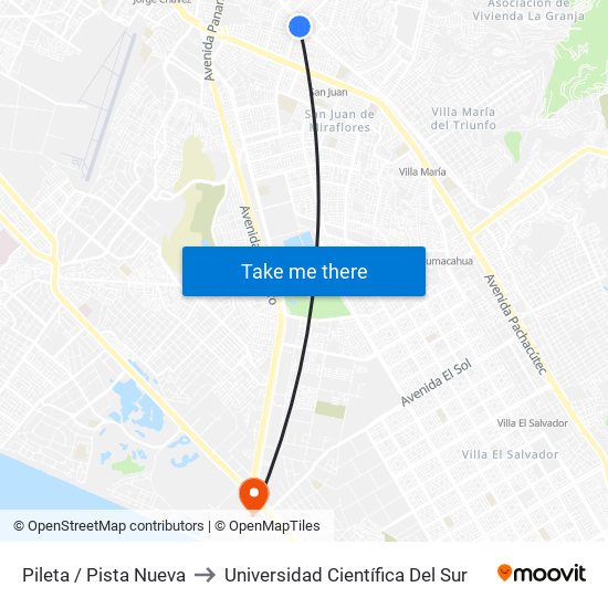 Pileta / Pista Nueva to Universidad Científica Del Sur map