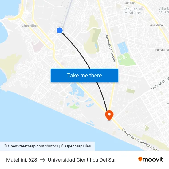 Matellini, 628 to Universidad Científica Del Sur map