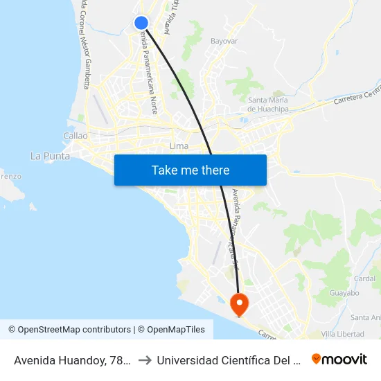 Avenida Huandoy, 7811 to Universidad Científica Del Sur map
