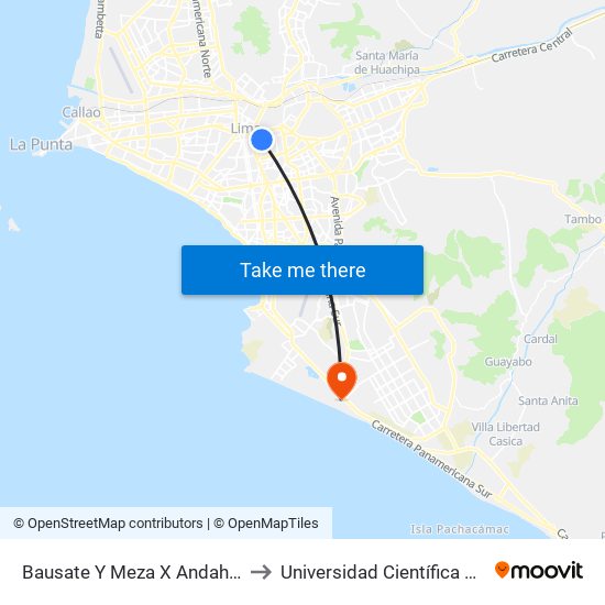 Bausate Y Meza X Andahuaylas to Universidad Científica Del Sur map
