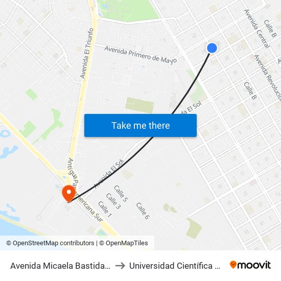 Avenida Micaela Bastidas, 643 to Universidad Científica Del Sur map