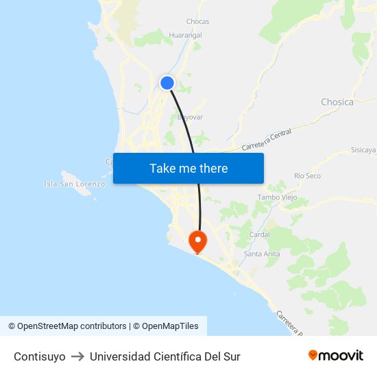 Contisuyo to Universidad Científica Del Sur map