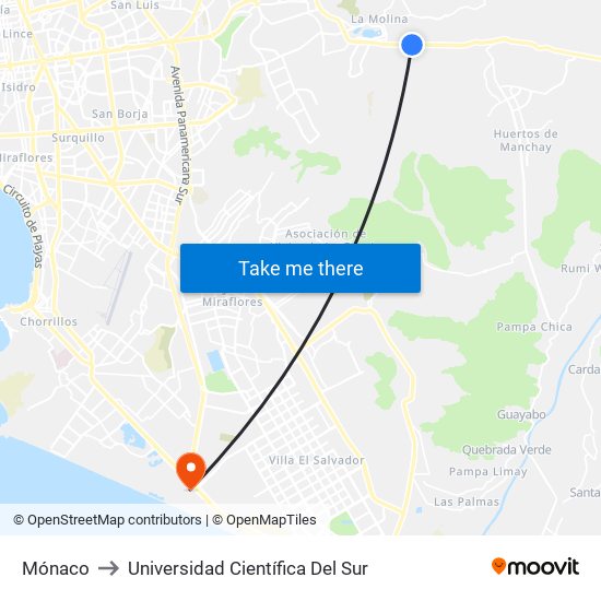 Mónaco to Universidad Científica Del Sur map