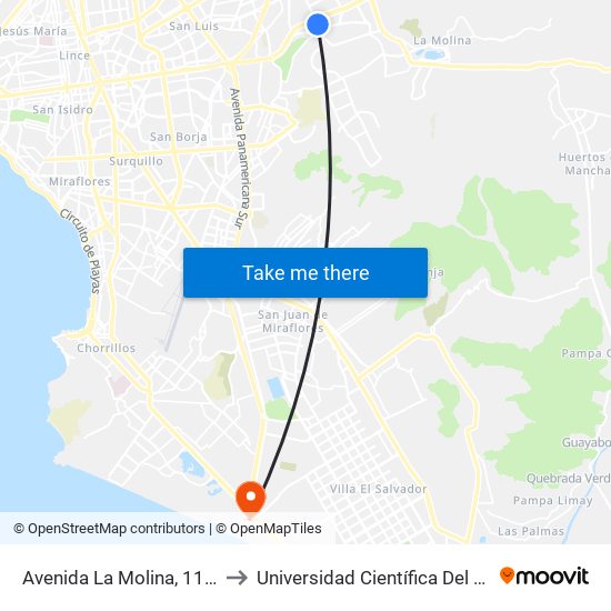 Avenida La Molina, 1187 to Universidad Científica Del Sur map