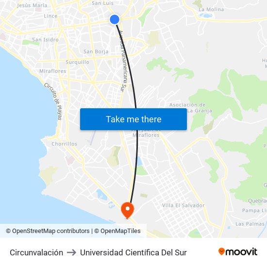 Circunvalación to Universidad Científica Del Sur map