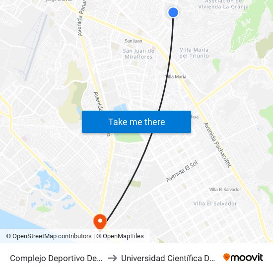 Complejo Deportivo De Vmt to Universidad Científica Del Sur map