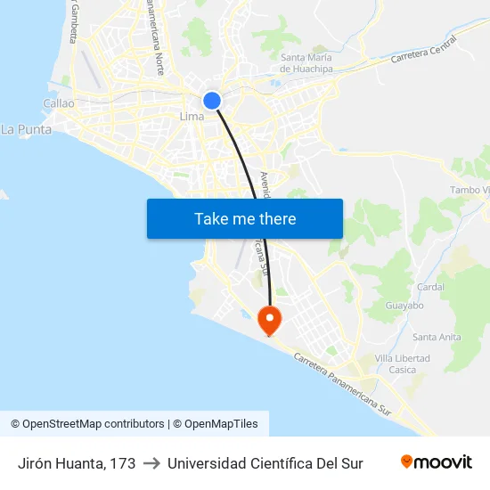 Jirón Huanta, 173 to Universidad Científica Del Sur map