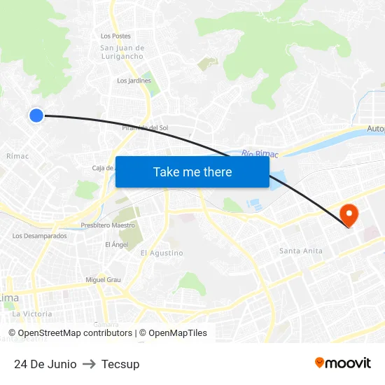 24 De Junio to Tecsup map