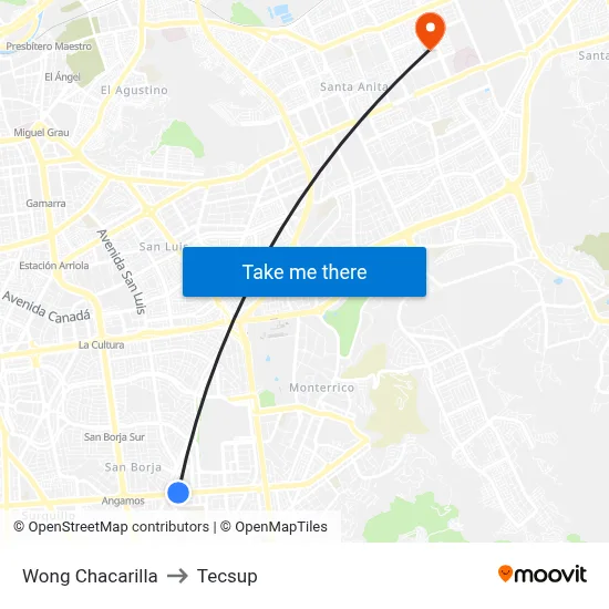 Wong Chacarilla to Tecsup map