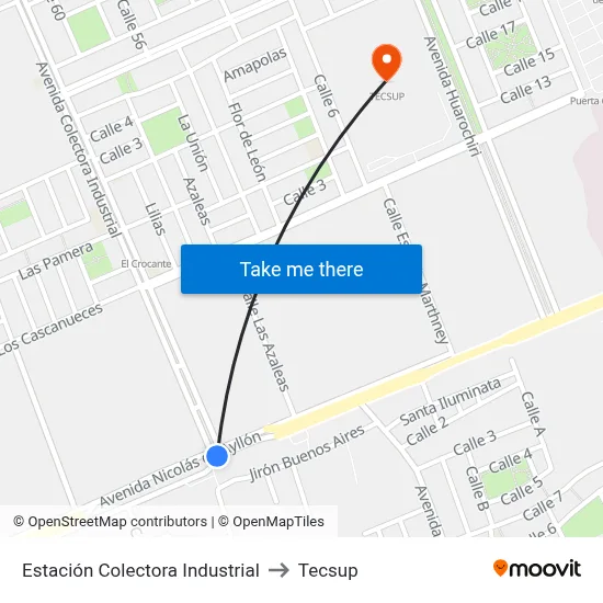 Estación Colectora Industrial to Tecsup map