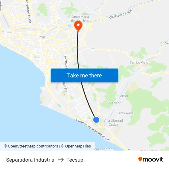 Separadora Industrial to Tecsup map