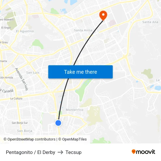 Pentagonito / El Derby to Tecsup map