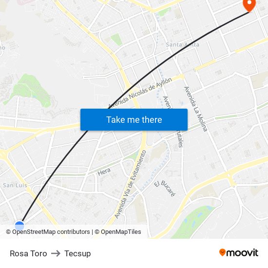 Rosa Toro to Tecsup map