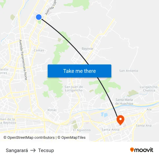 Sangarará to Tecsup map
