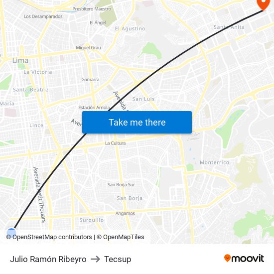 Julio Ramón Ribeyro to Tecsup map