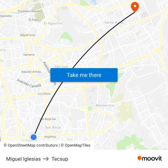 Miguel Iglesias to Tecsup map