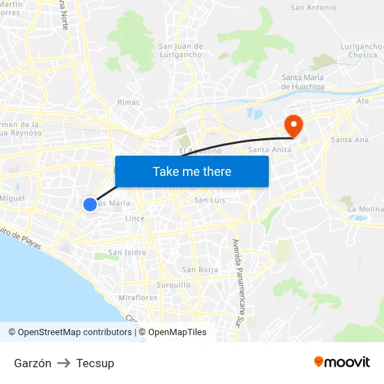 Garzón to Tecsup map