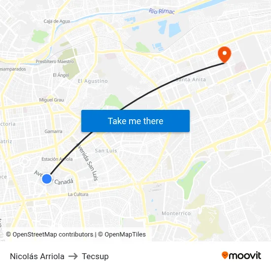 Nicolás Arriola to Tecsup map