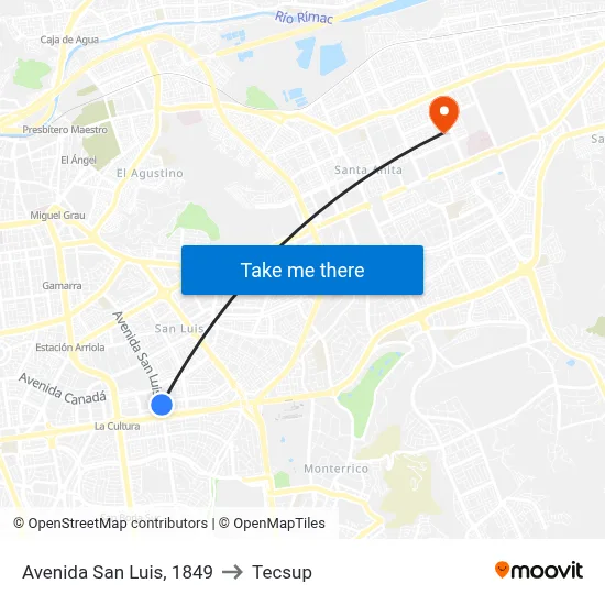 Avenida San Luis, 1849 to Tecsup map