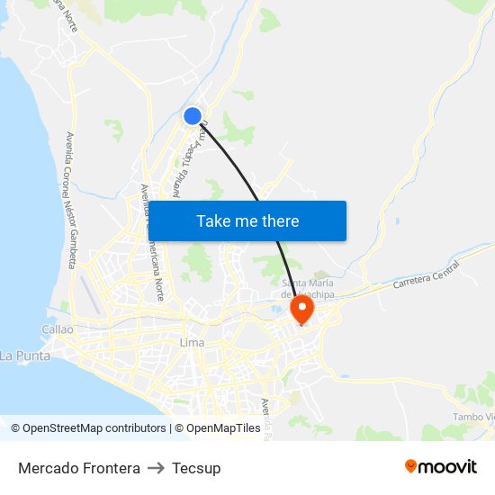 Mercado Frontera to Tecsup map