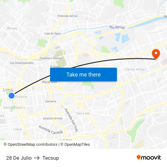 28 De Julio to Tecsup map