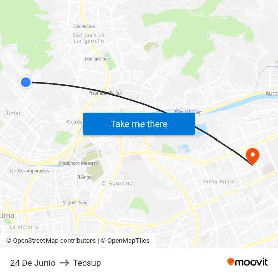 24 De Junio to Tecsup map