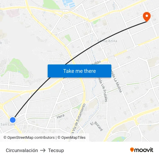 Circunvalación to Tecsup map